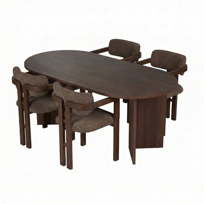 Nordure Meridia 4 - Juego de mesa y sillas de 5 piezas Milano Walnut, Nogal Oscuro y Marrón